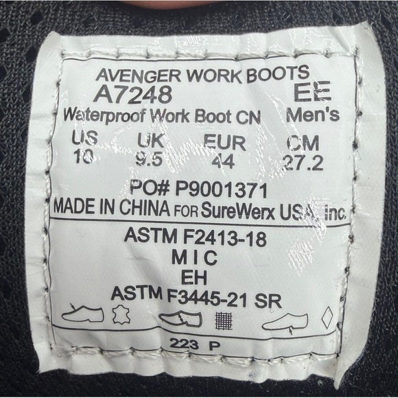 Avenger A7248 Waterproof Work Boots Men\'s 10EE Carbon Nano Safety Toe Black main image 11